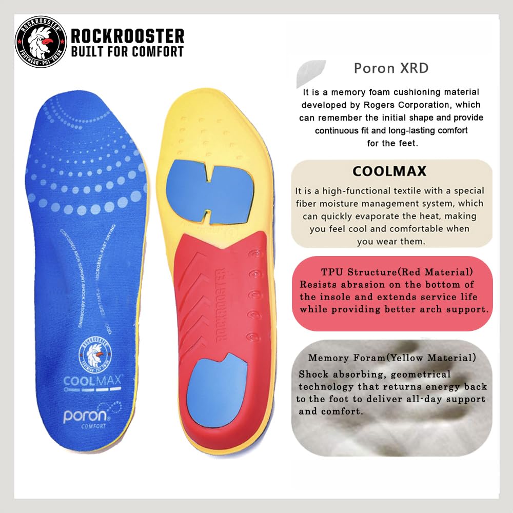ROCKROOSTER contoured arch-support helps align feet for a natural stride.