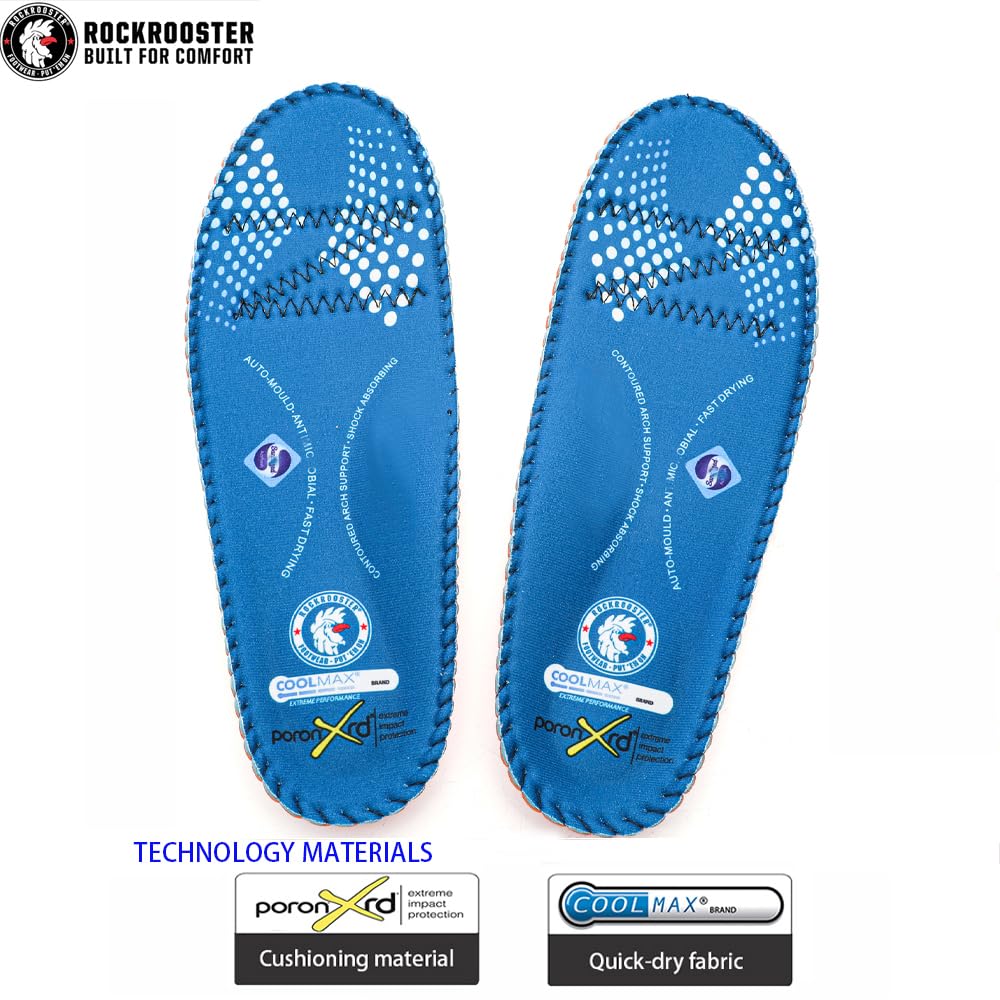 ROCKROOSTER work insoles COOLMAX fabric keeps feet dry and fresh