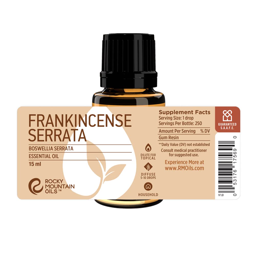 Rocky Mountain Oils Frankincense Serrata diffuser session showing calming aroma.