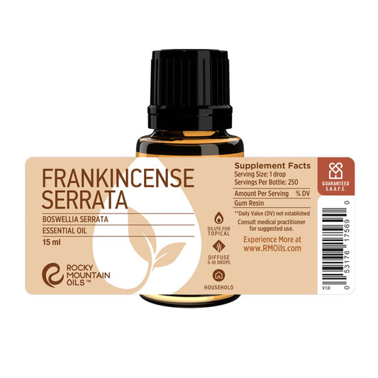 Rocky Mountain Oils Frankincense Serrata diffuser session showing calming aroma.