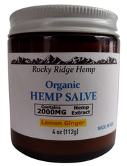Rocky Ridge Hemp salve bottle with omega oils for nourishing skin.