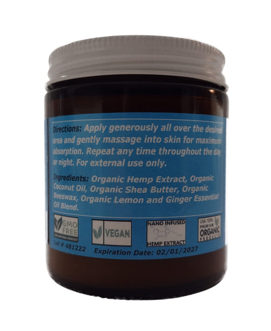 Rocky Ridge Hemp salve on hand for topical application.