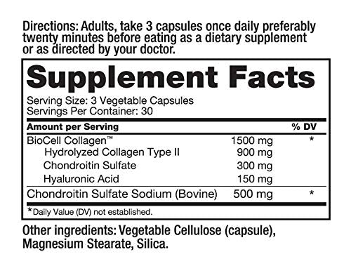Roex Collagen II Plus label highlights ingredients for skin and joint care.