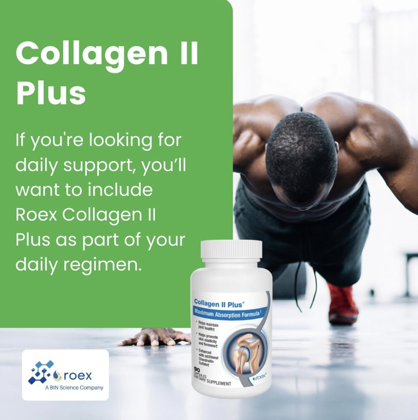 Roex Collagen II Plus packaging showcases clean, modern design.