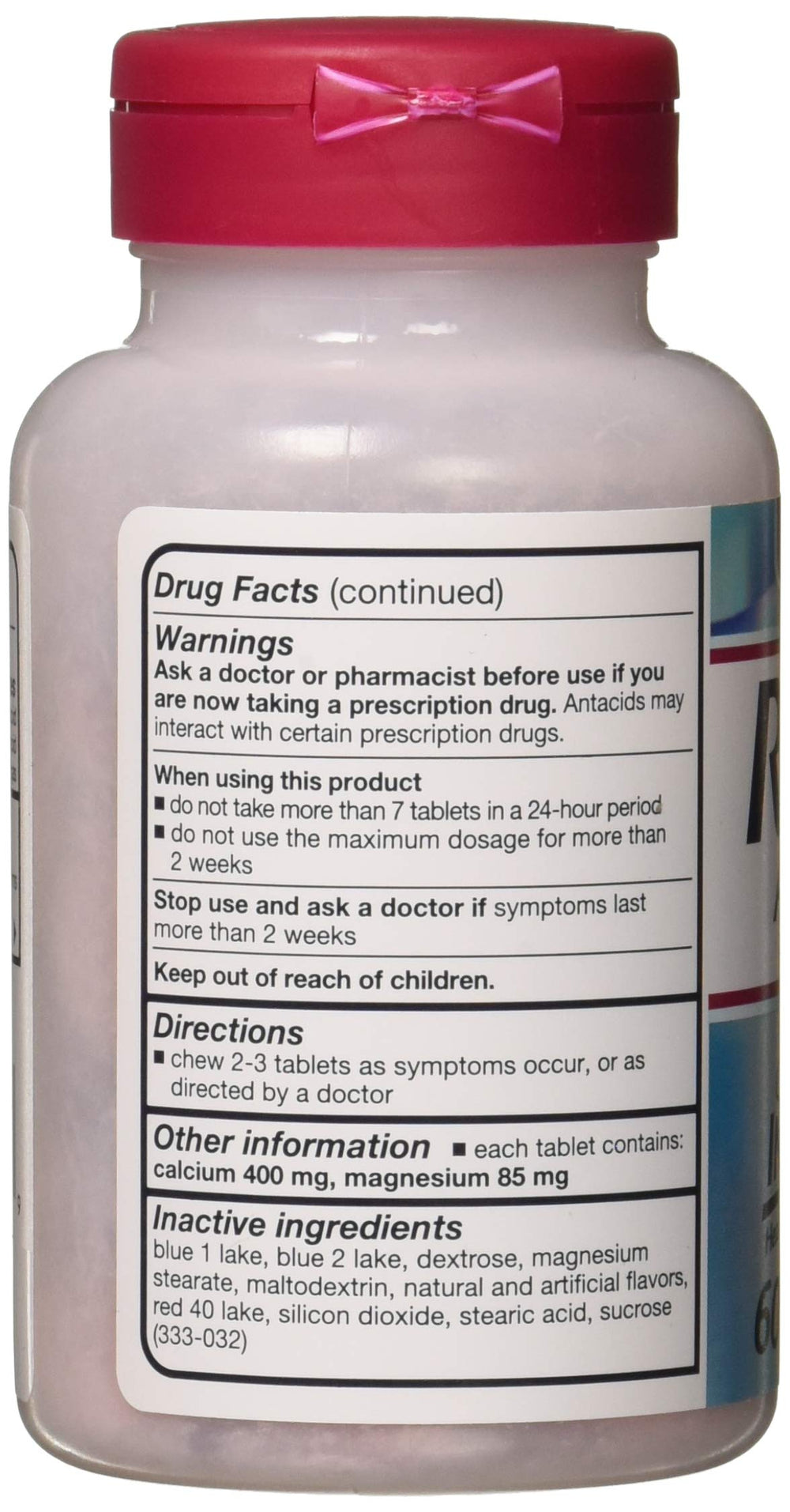 Close-up of Rolaids Mixed Berry tablets for easy dosing.