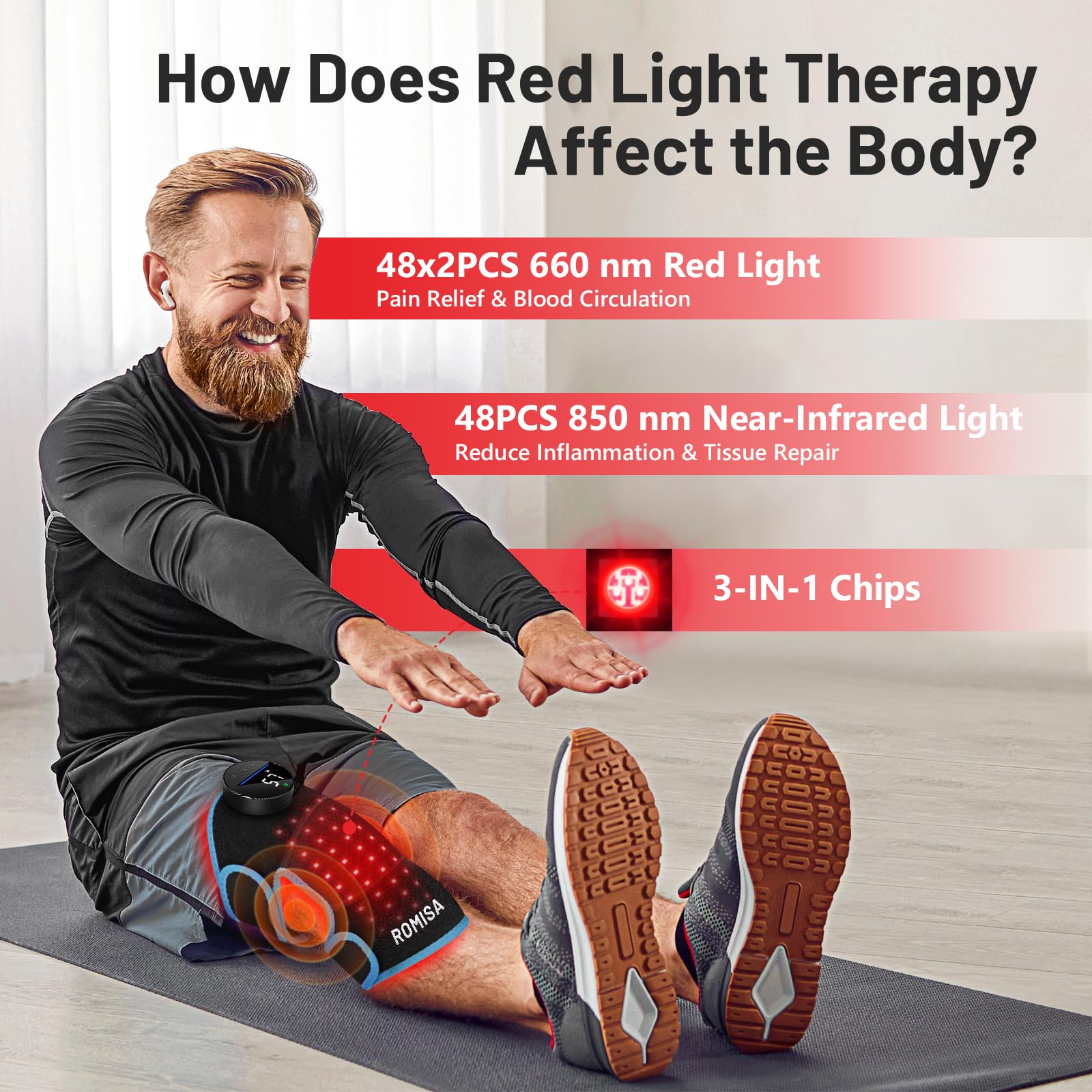 ROMISA 850nm near-infrared deep heating for everyday joint care.
