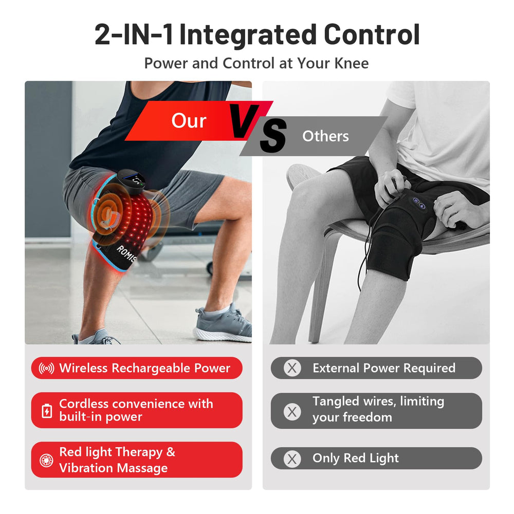 ROMISA heated vibration with multiple zones delivers targeted knee relief.