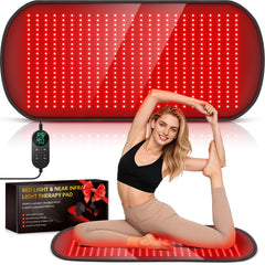 ROMISA light therapy mat with 500 LEDs covering the back for soothing warmth.