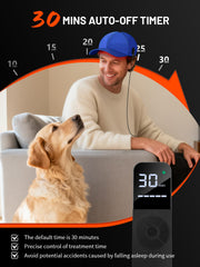 ROMISA Red Light Cap in Pulse mode delivers rhythmic light sessions.