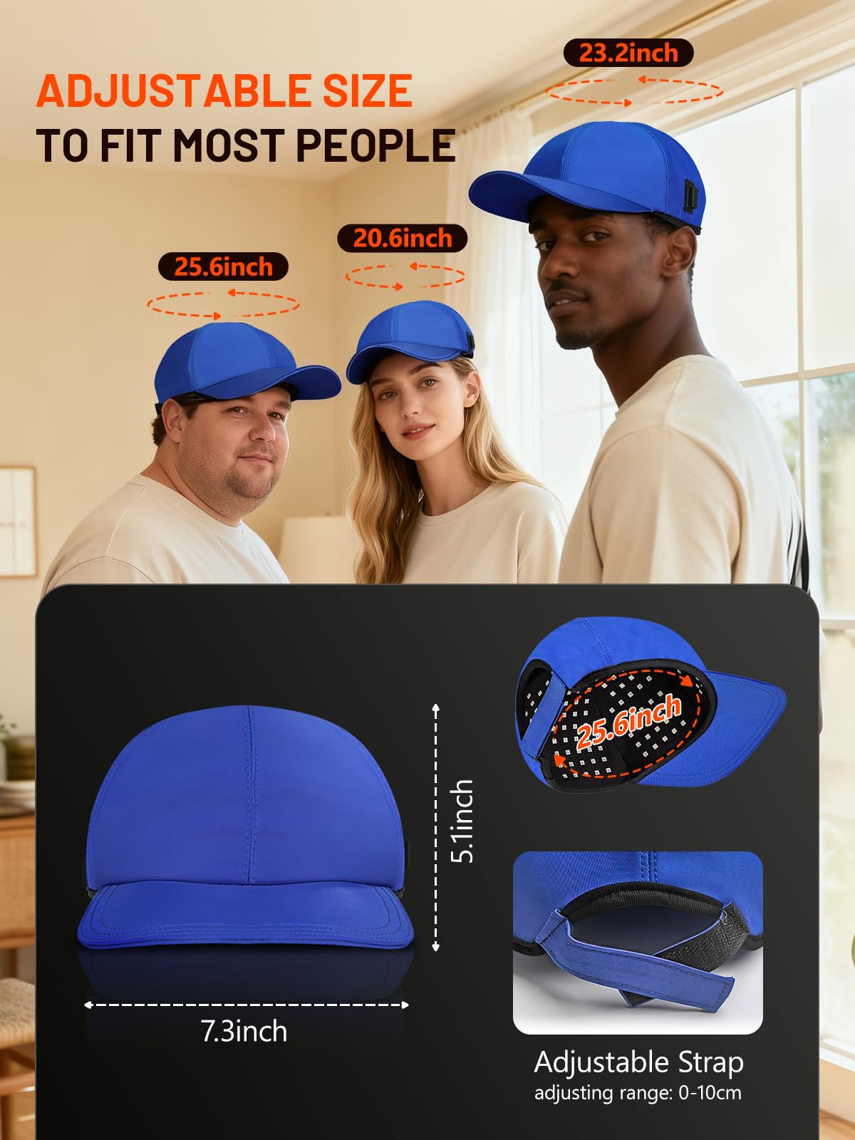 ROMISA Red Light Cap on the head during rest or activity.