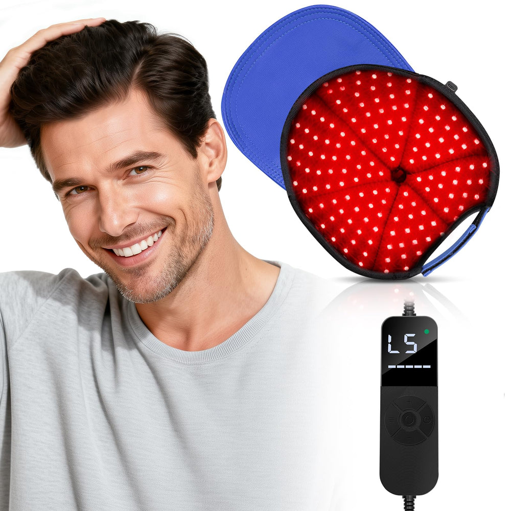 ROMISA Red Light Cap top view shows the panel and sleek design.