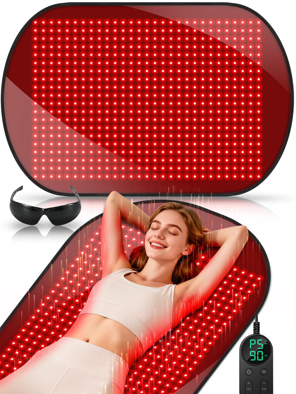 ROMISA full-body red light mat providing at-home recovery and relaxation