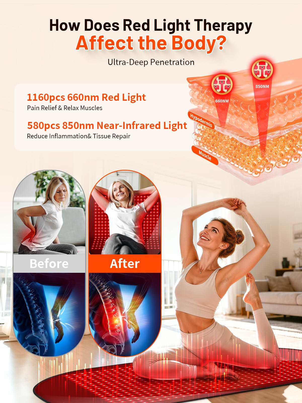 ROMISA wide mat on bed for convenient home therapy sessions