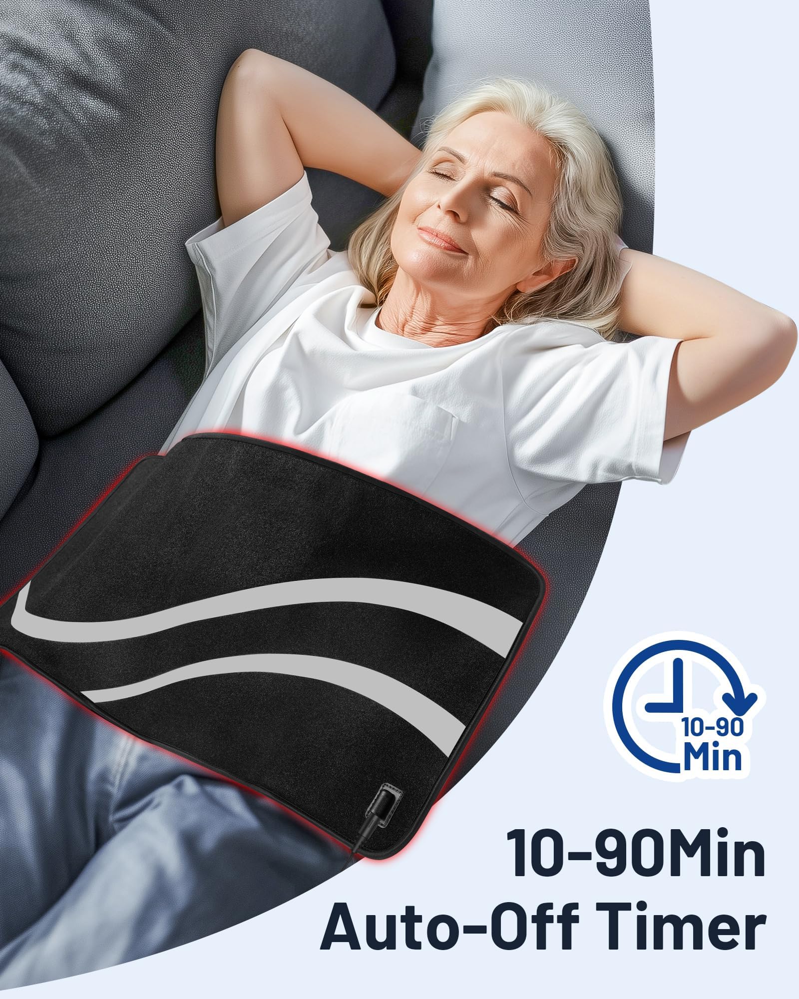 ROMISA Therapy Pad abdomen use for even heat and light coverage.