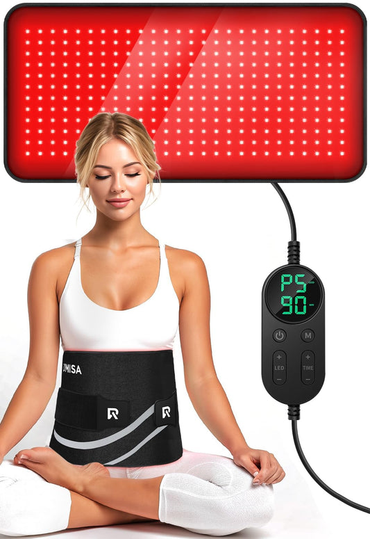 ROMISA Therapy Pad back coverage enables focused red and near-infrared light sessions.