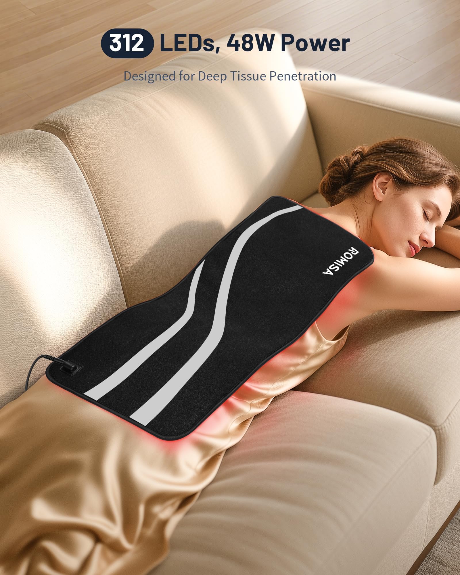 ROMISA Therapy Pad shoulder relief with extended strap for hands-free use.