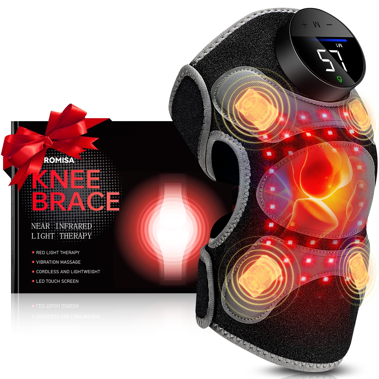 Gift-ready ROMISA PRO knee brace packaging and warranty badge