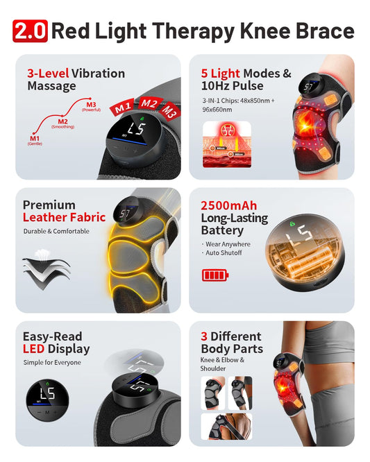 ROMISA knee brace side view showing extension strap for versatile fit during activity