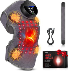 ROMISA Upgraded PRO red light knee brace front view highlights targeted therapy for joint comfort.