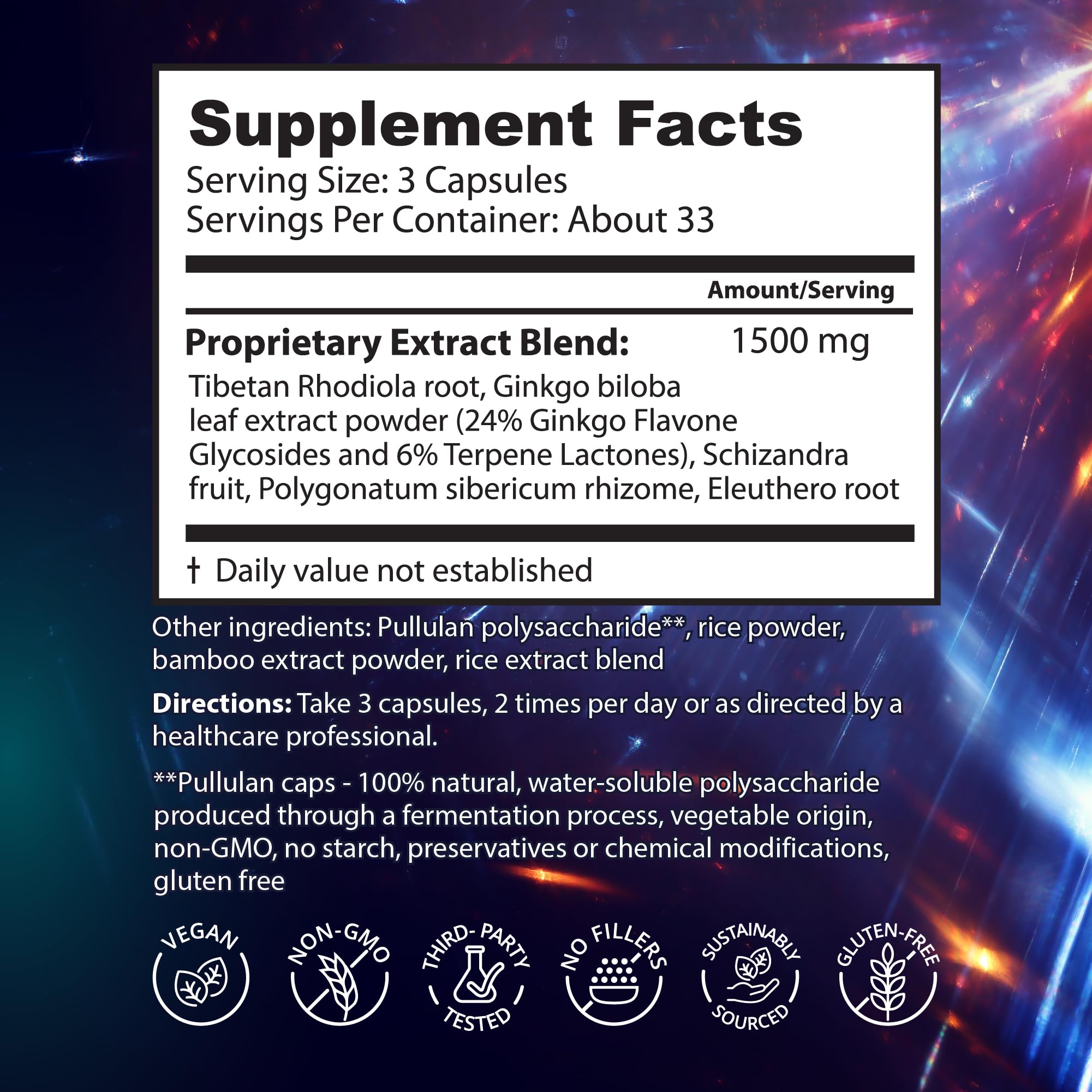 Diamond Mind label highlights natural ingredients and traditional use.