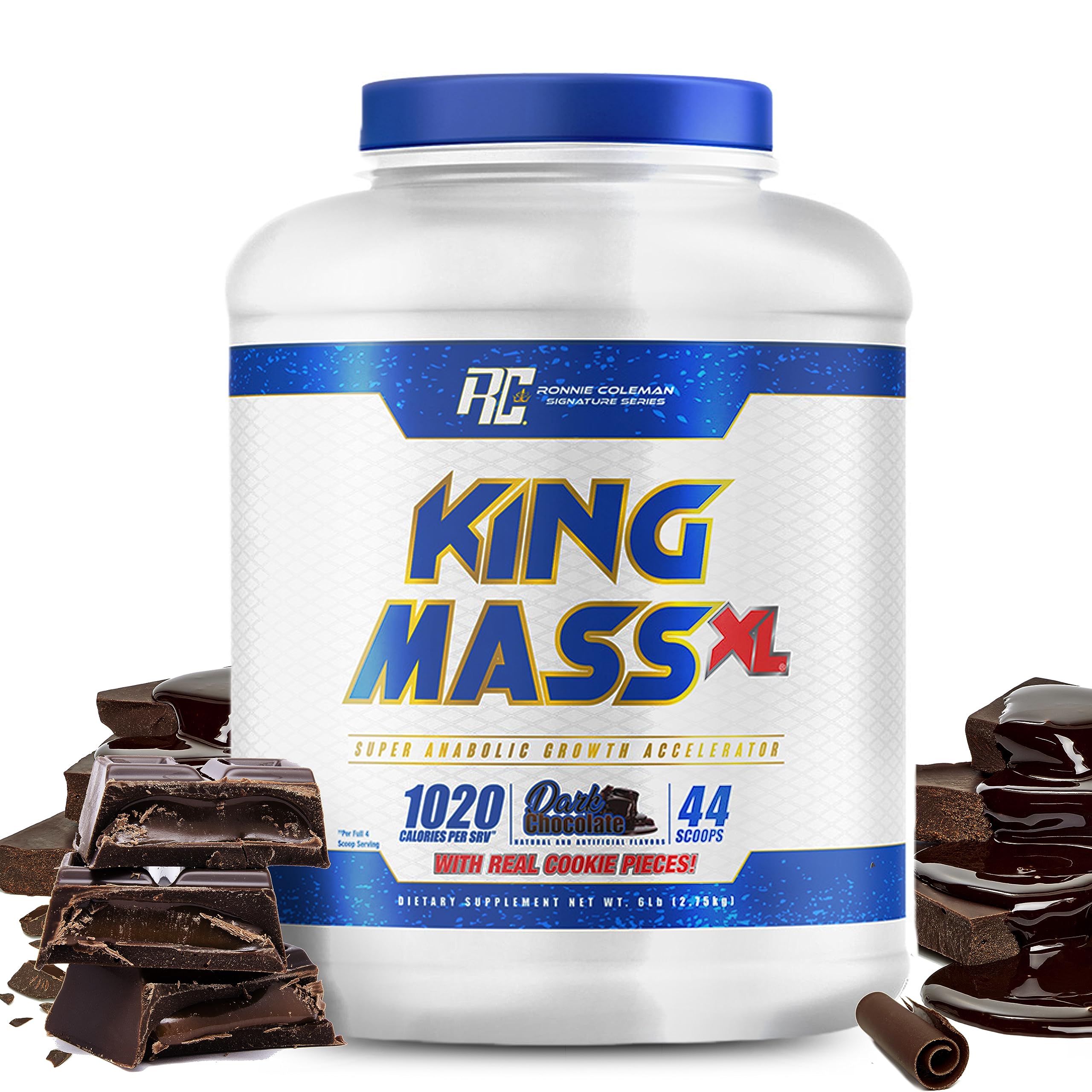 Ronnie Coleman King Mass XL bottle front showing premium mass gainer packaging.