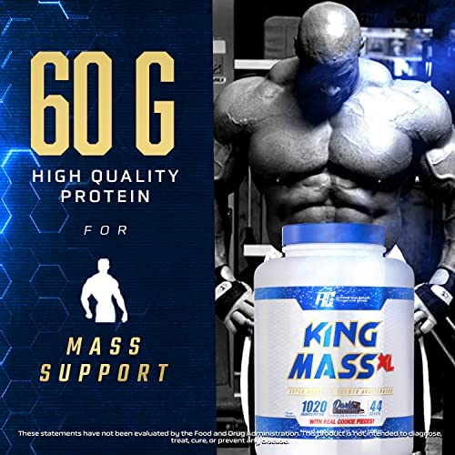 Ronnie Coleman King Mass XL chocolate shake ready to blend with milk.