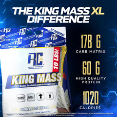 Ronnie Coleman King Mass XL label close-up showing high-quality ingredients