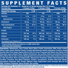 Nutrition panel close-up highlighting 60g protein per four-scoop serving.
