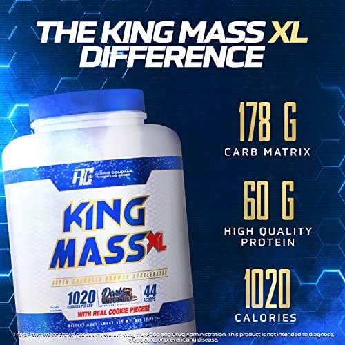 Ronnie Coleman King Mass XL scoop in powder illustrating high carbohydrate formula.