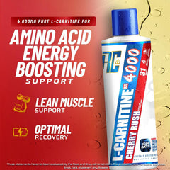 Berry Blast flavor close-up of Ronnie Coleman L-Carnitine XS 4000 bottle.