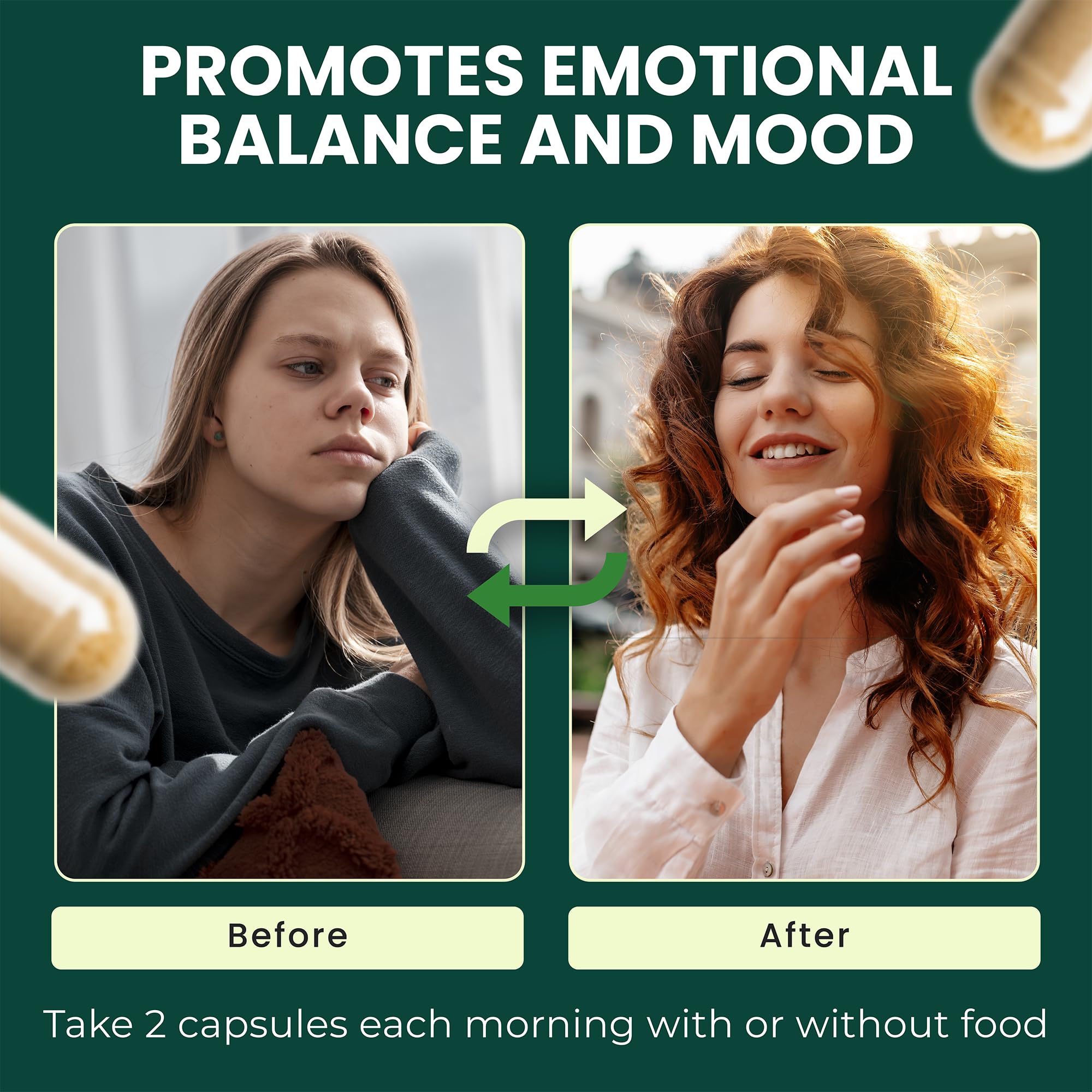 MoodLift daily use setup demonstrates simple capsule-based wellness habit.