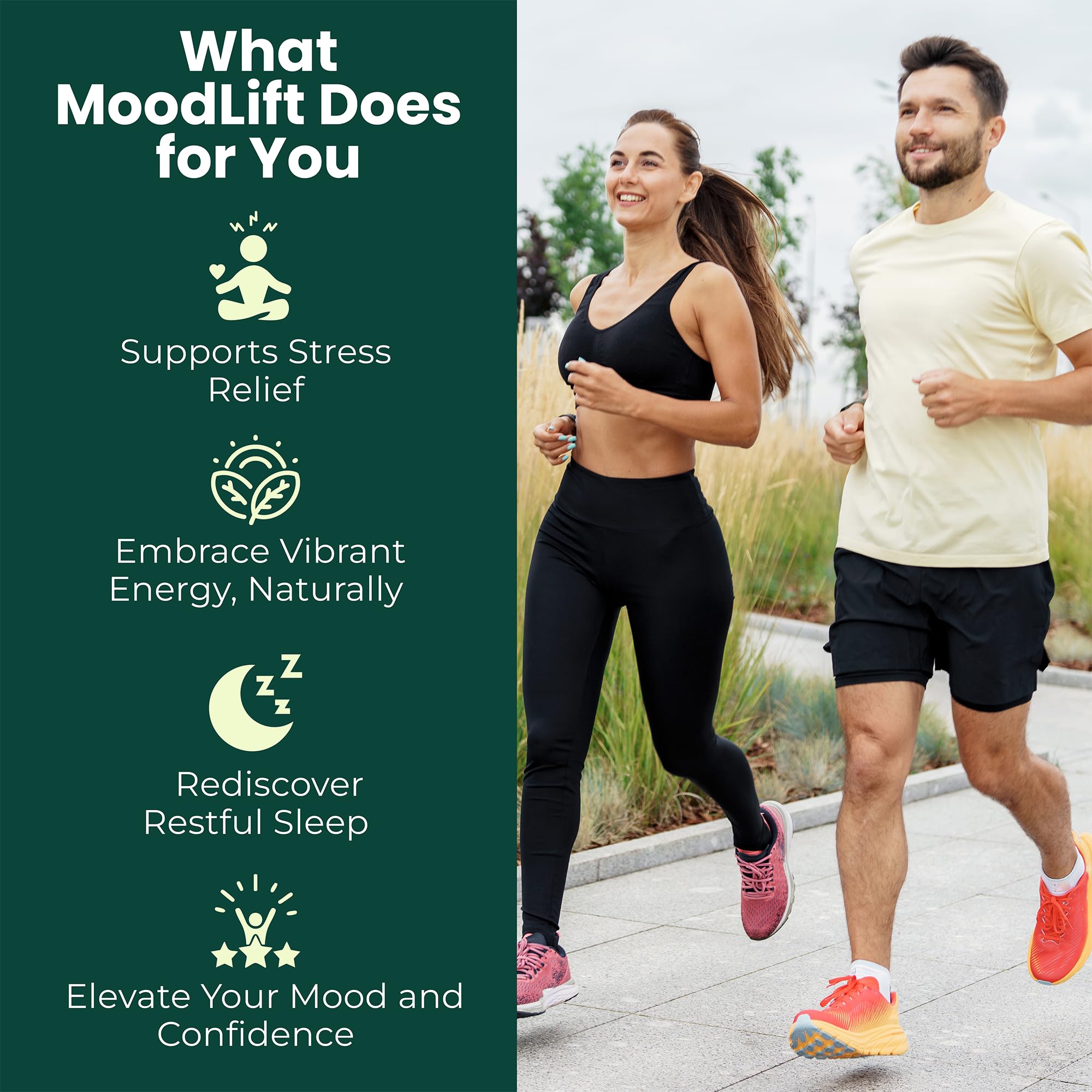 MoodLift matcha detail highlights calm energy with natural caffeine and L-Theanine.