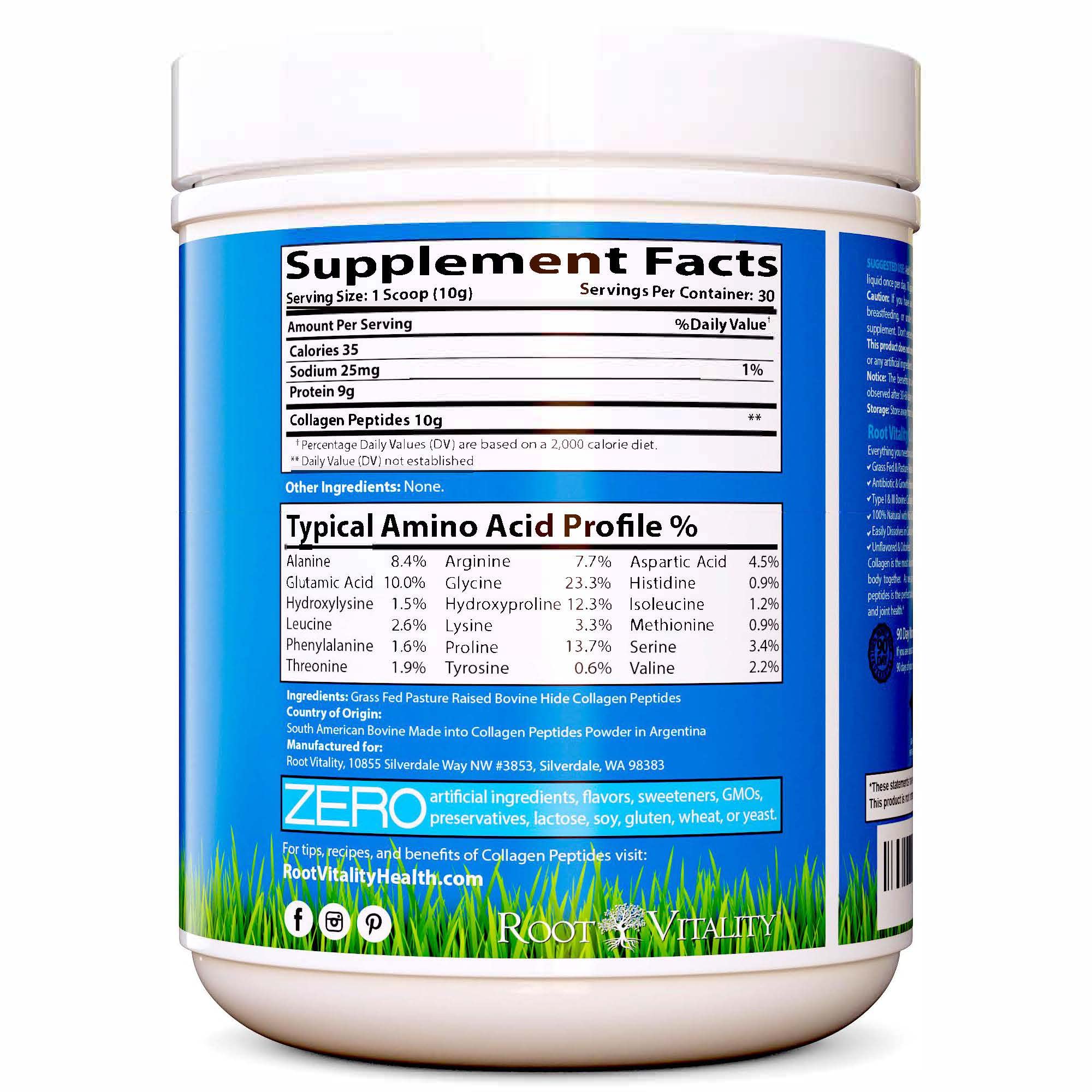 Root Vitality Collagen Peptides Powder in a smoothie offers versatile daily protein boost.