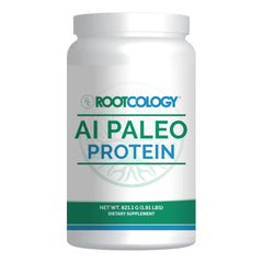 Rootcology AI Paleo Protein unflavored bottle for convenient daily protein