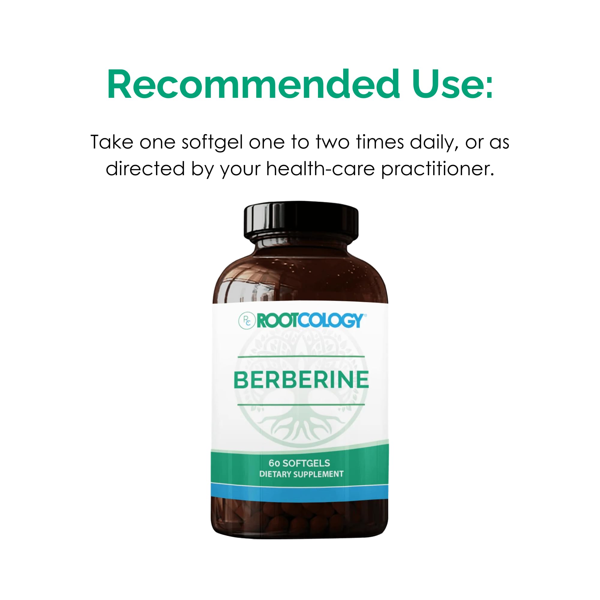 Rootcology Berberine label close-up showing non-soy lecithin and tocotrienols.