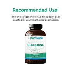 Rootcology Berberine label close-up showing non-soy lecithin and tocotrienols.
