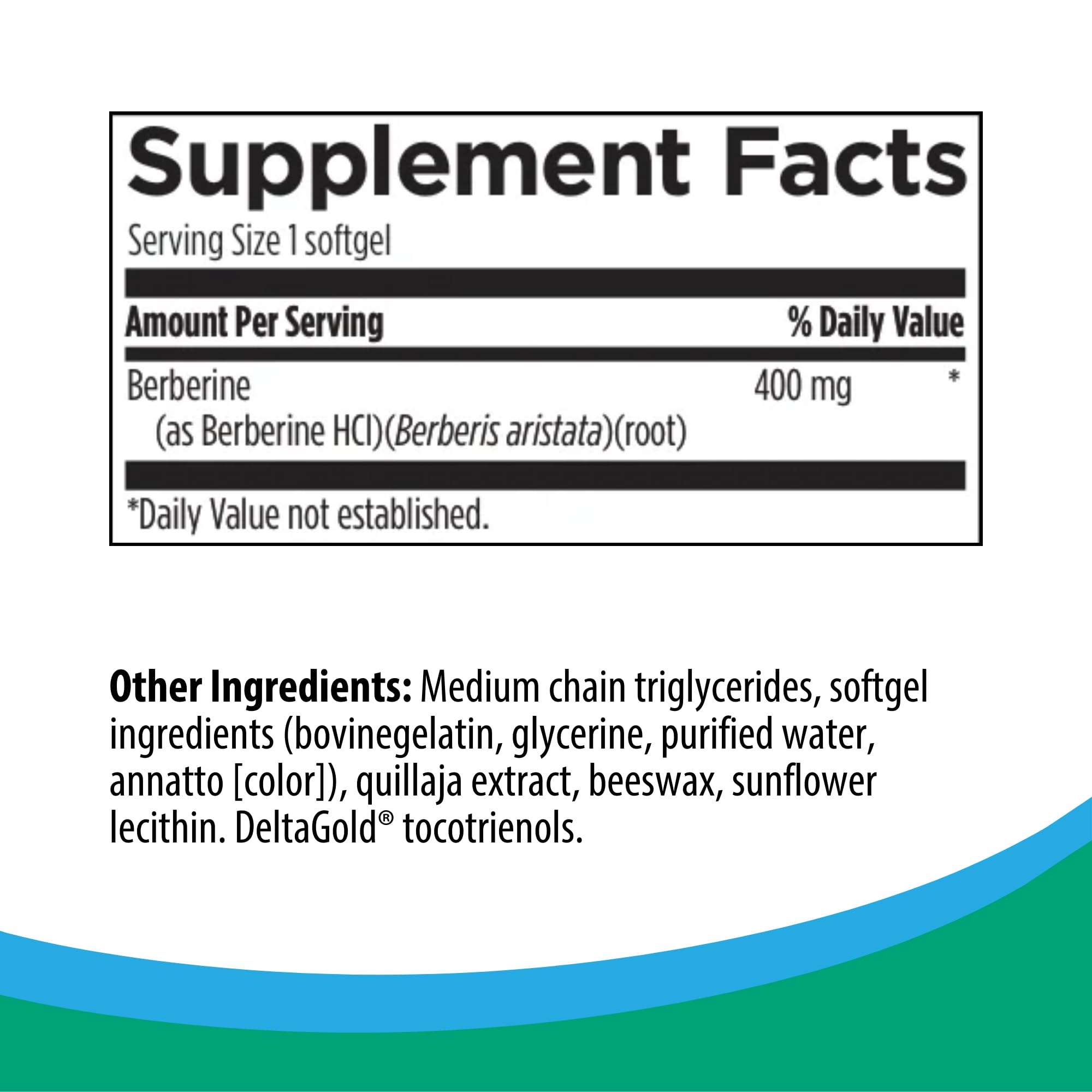 Rootcology Berberine softgel bottle back details for dosage information.