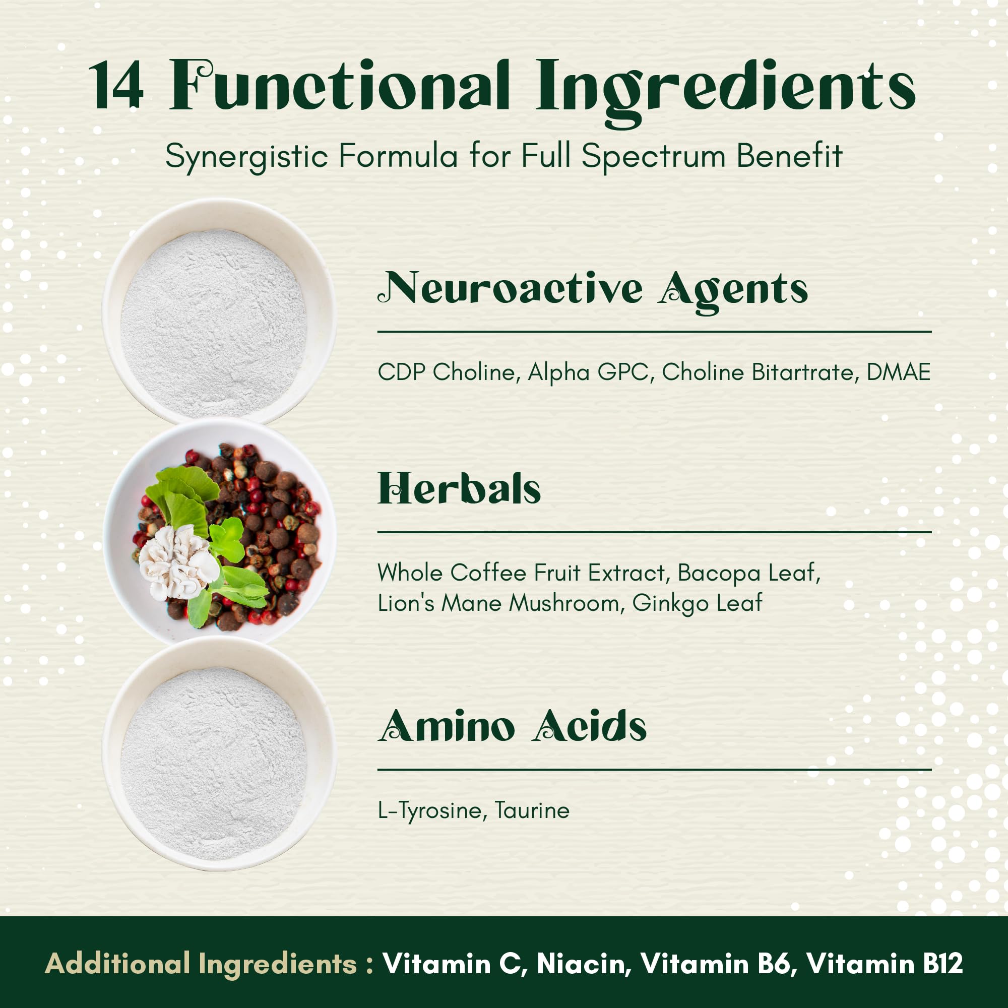 Rootful Mind Alpha Focus nutrition facts highlight vegan and non-GMO formula.