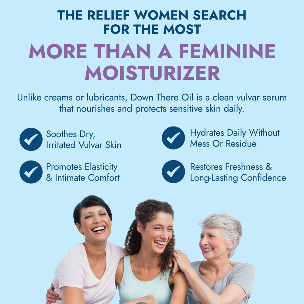 Rootganic Down There Oil daily use supports ongoing intimate care routine.