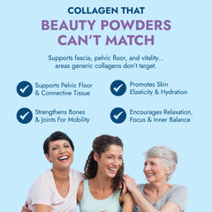 Rootganic Total Fem Collagen bottle with woman representing aging wellness