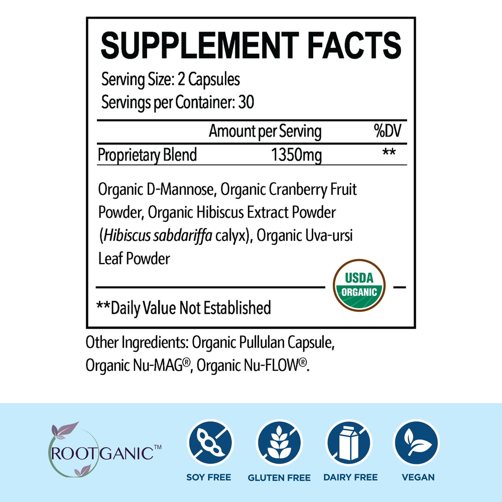 Rootganic Total Fem cranberry powder closeup highlights organic, urinary tract friendly antioxidant-rich berry.
