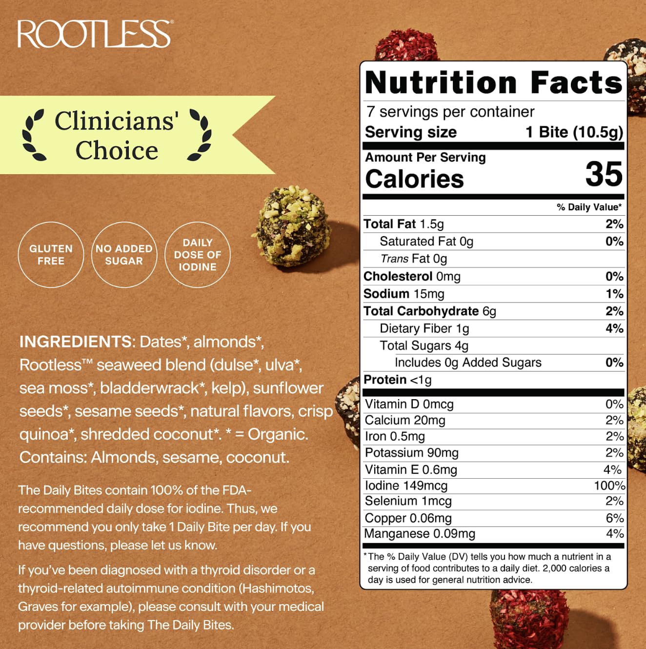 Rootless Seaweed Daily Bites Coconut Chai close-up texture highlighting whole-food ingredients