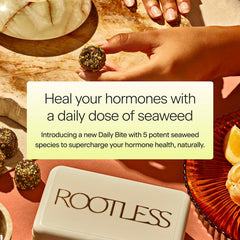 Close-up of ingredients in Rootless Seaweed Daily Bites Double Strawberry.