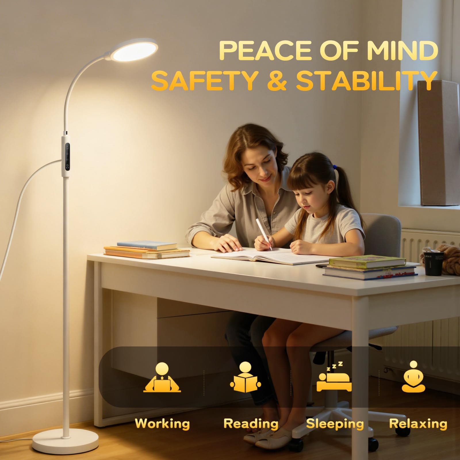 Rosegurt lamp compact design fits a home office or living room.