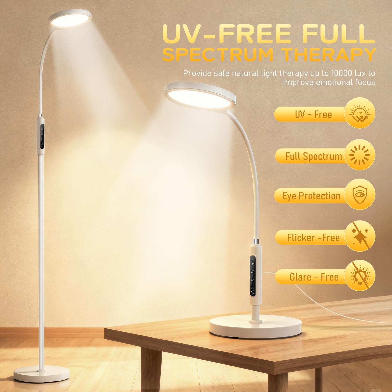 Rosegurt lamp height adjustable up to 62 inches for optimal angle.