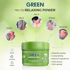 Ross D’Elen green menthol gel 450g jar close-up highlighting smooth gel for easy application.