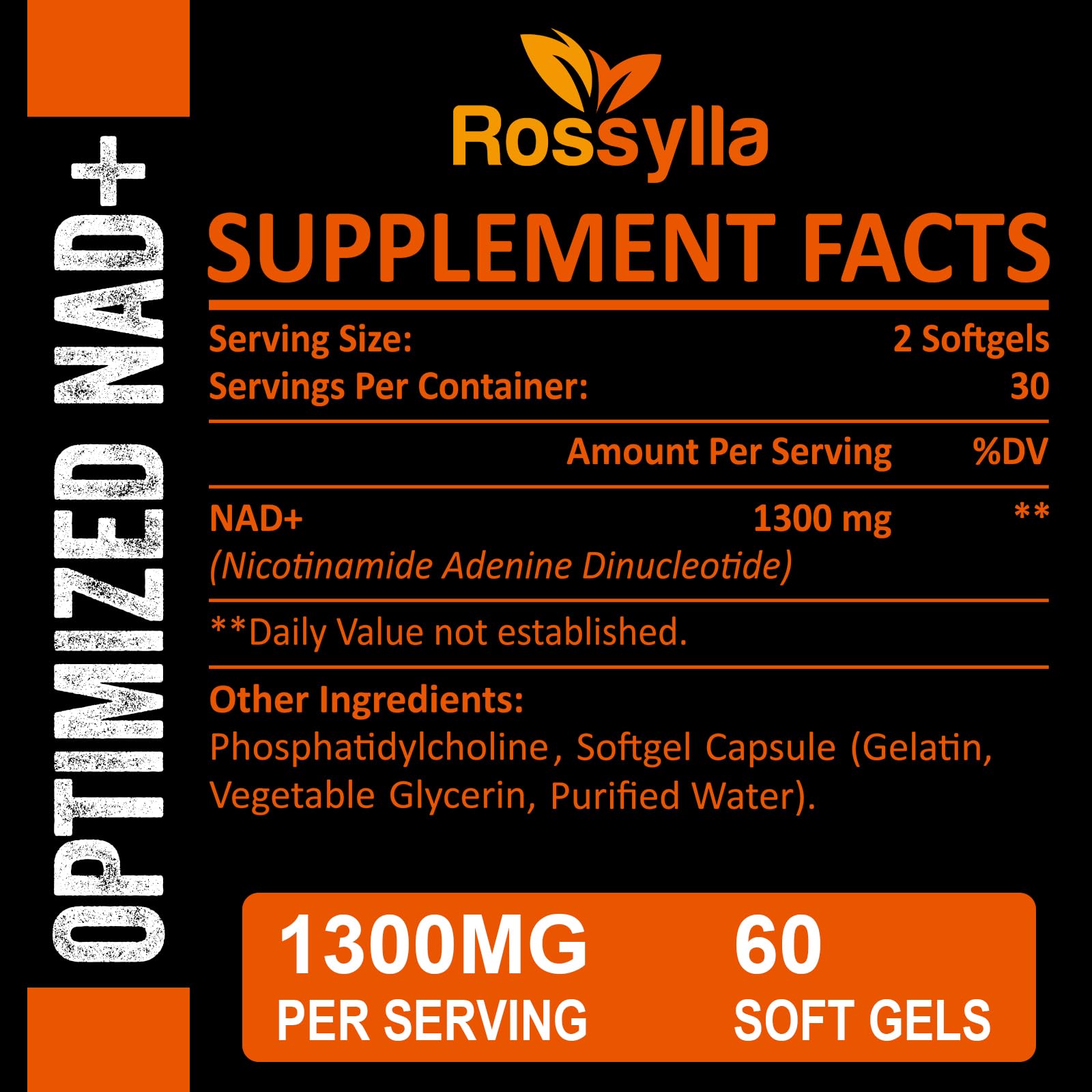 Close-up of Rossylla NAD+ capsules for easy daily use.