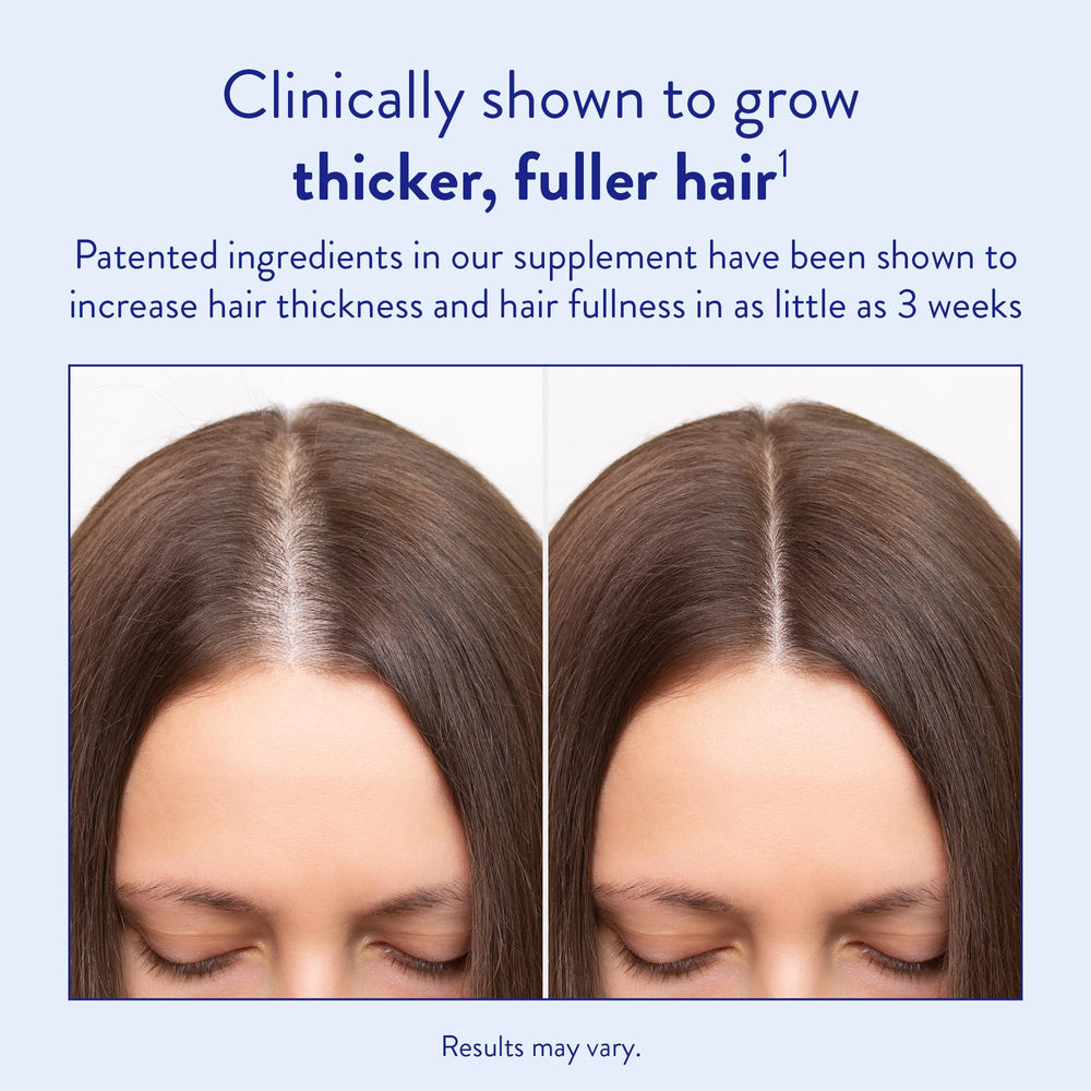 Routine Wellness Hair Growth Container Front: sophisticated design with clear dosage info.