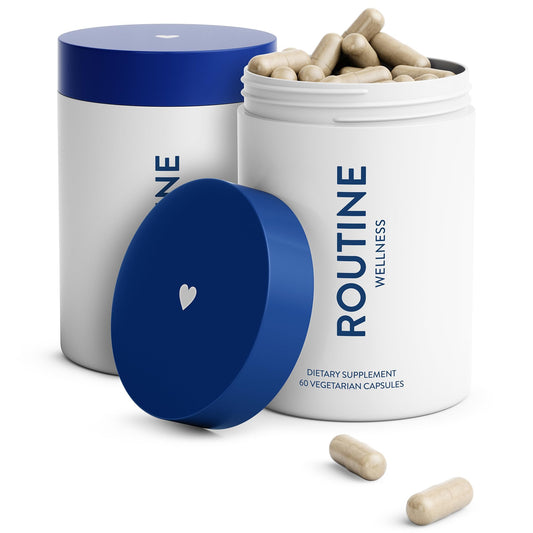 Routine Wellness hair growth supplement bottle front highlights nutrients for fuller hair