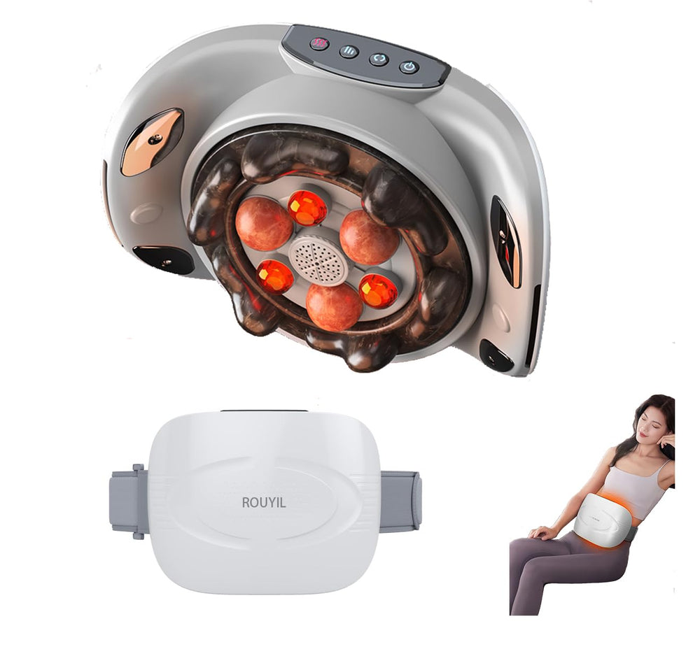 ROUYIL Electric Abdominal Massager front view showing deep kneading action for comfort